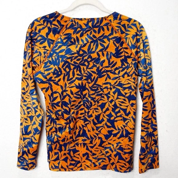 Garnet Hill Long Sleeve Half Zip Rash Guard Swim Shirt UV Protection Tropical - Picture 2 of 6